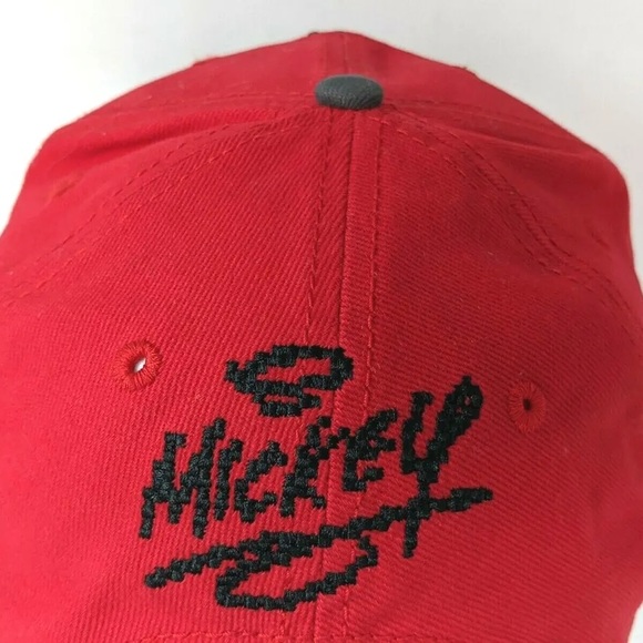 Disney Parks Pixel Cross-Stitch Mickey Mouse Red Adjustable Youth Cap, EUC. - Picture 3 of 6